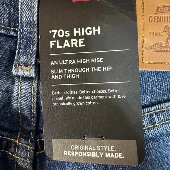 Levi's Premium Denim “70’s High Flare” Jeans size 26/2 - Picture 6 of 15